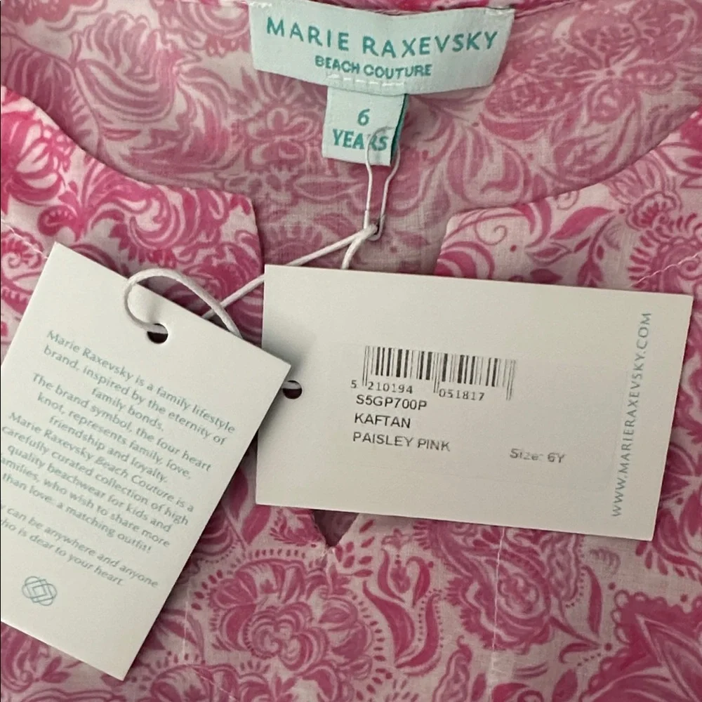 NWT‎ Marie Raxevsky GIRL'S KAFTAN PAISLEY PINK size 6/8